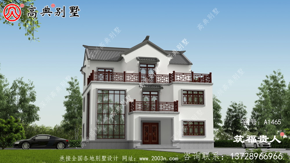 現代簡約新中式別墅設計圖