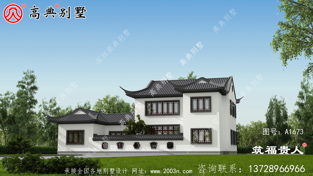 這座蘇式園別墅，灰白色搭配效果非常優雅美麗大方，造價便宜