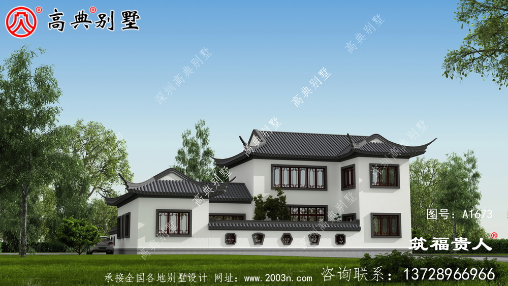 這座蘇式園別墅，灰白色搭配效果非常優雅美麗大方，造價便宜