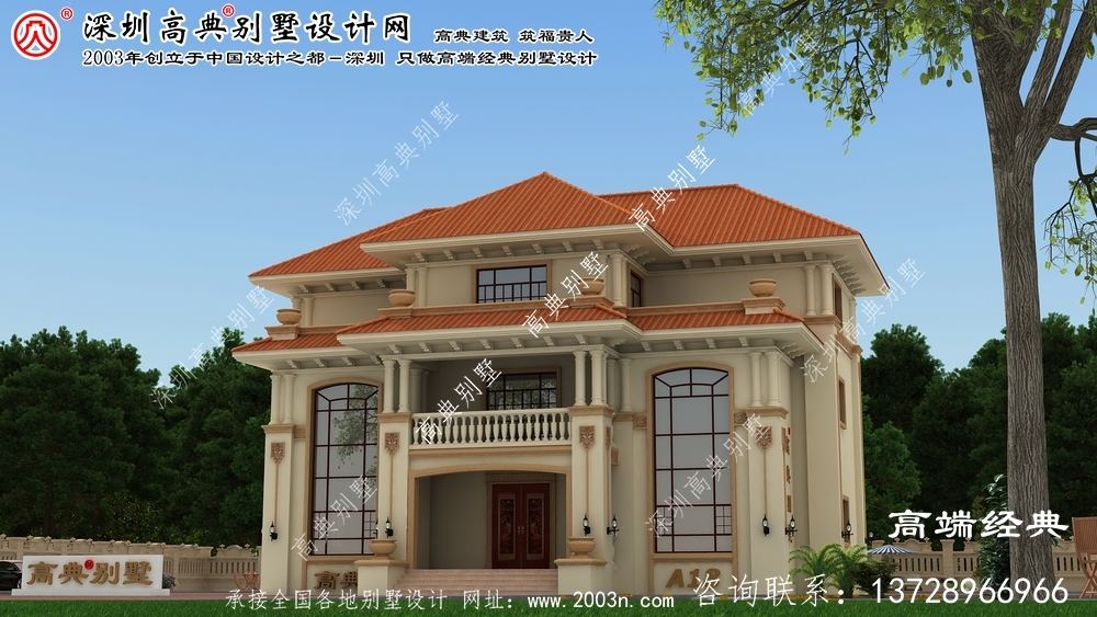 建湖縣歐式高檔復式三層別墅外觀圖大全