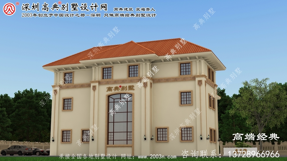 建湖縣歐式高檔復式三層別墅外觀圖大全