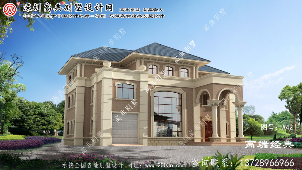 邳州市歐式風格三層大戶型復式別墅外觀設計