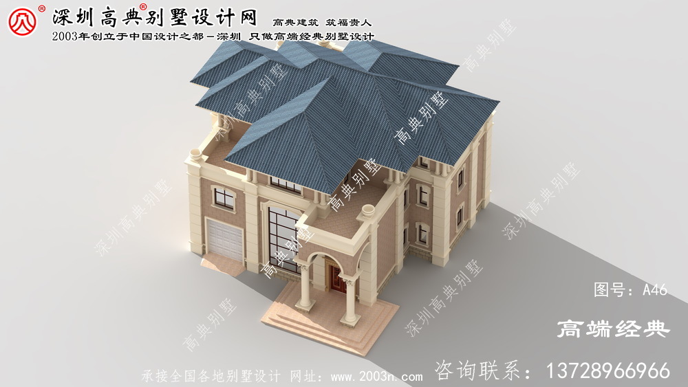 奉賢區(qū)歐式三層復(fù)式別墅外觀效果圖