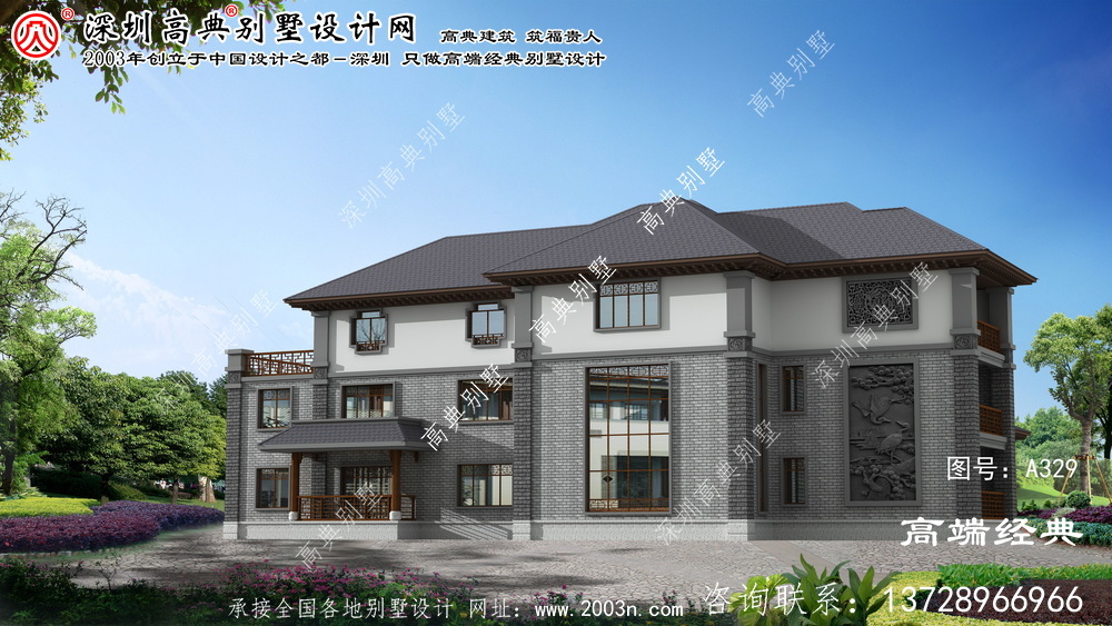 上虞市優(yōu)雅的三層中式別墅設計圖