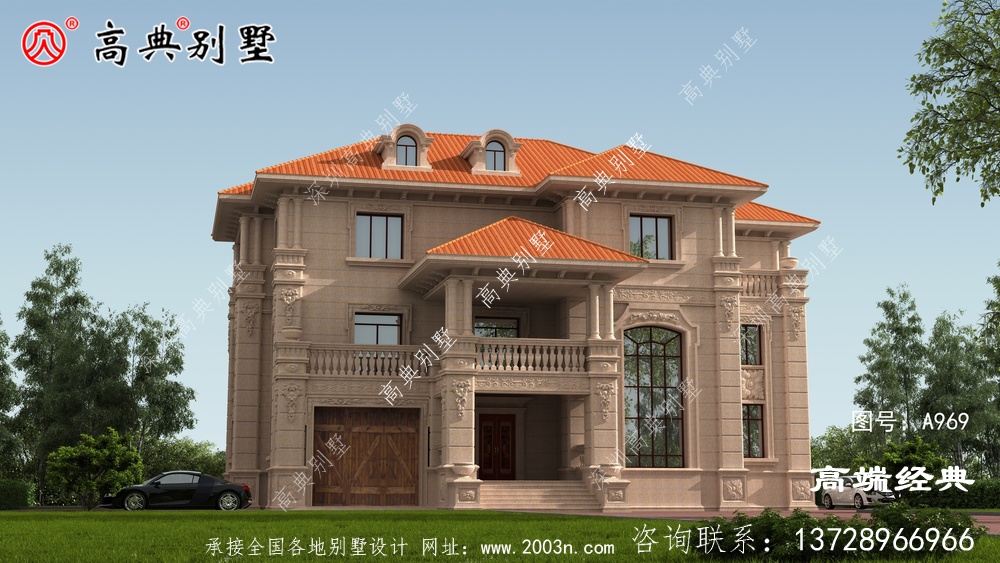 農村三層大戶型別墅外觀圖