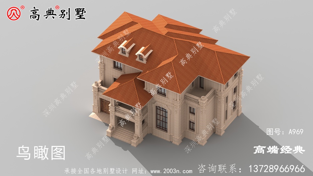 農村三層大戶型別墅外觀圖