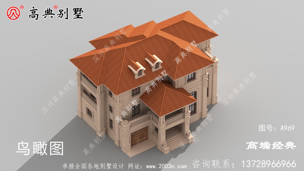 農村三層大戶型別墅外觀圖