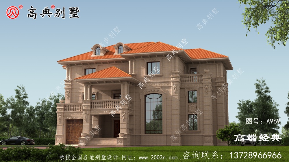 農村三層大戶型別墅外觀圖