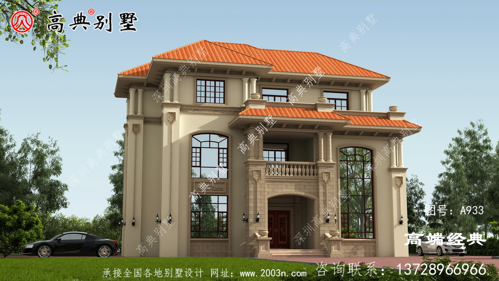鄒城市農(nóng)村自建三層別墅建筑設(shè)計圖紙及效果圖