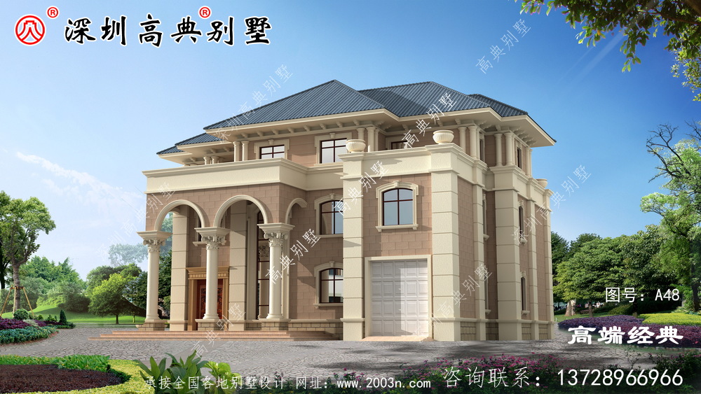 高端大氣三層別墅客廳挑空設計,豪華農村自建房圖