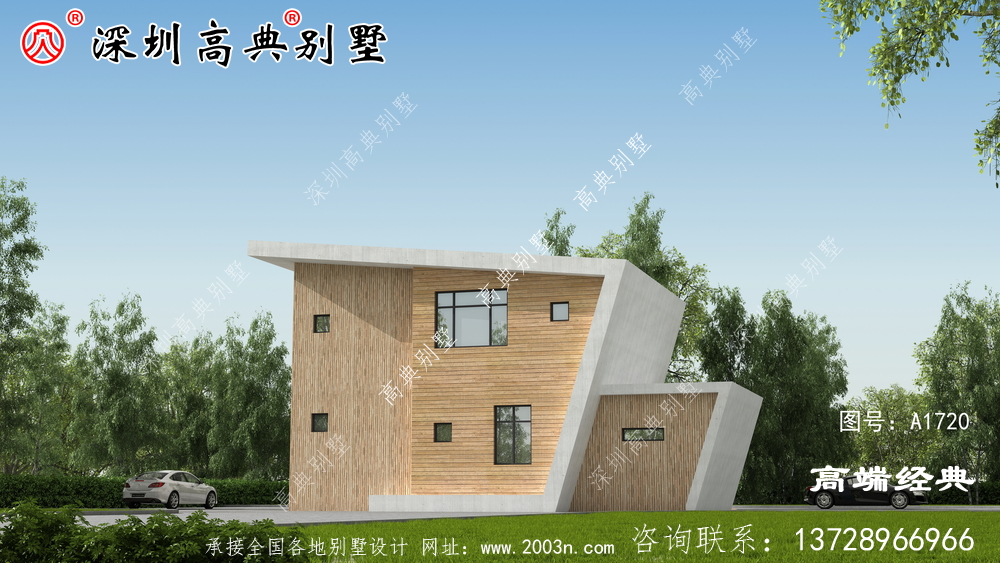 在滿是歐式洋樓的農(nóng)村里，建一棟這樣的現(xiàn)代風(fēng)格住宅一定很亮眼！