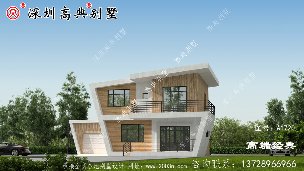 在滿是歐式洋樓的農(nóng)村里，建一棟這樣的現(xiàn)代風(fēng)格住宅一定很亮眼！