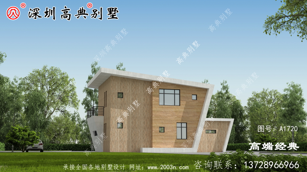 在滿是歐式洋樓的農(nóng)村里，建一棟這樣的現(xiàn)代風(fēng)格住宅一定很亮眼！