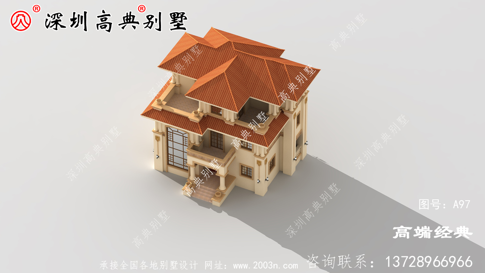 農(nóng)村自營住宅三層外觀效果圖,內(nèi)部布局無可挑剔。