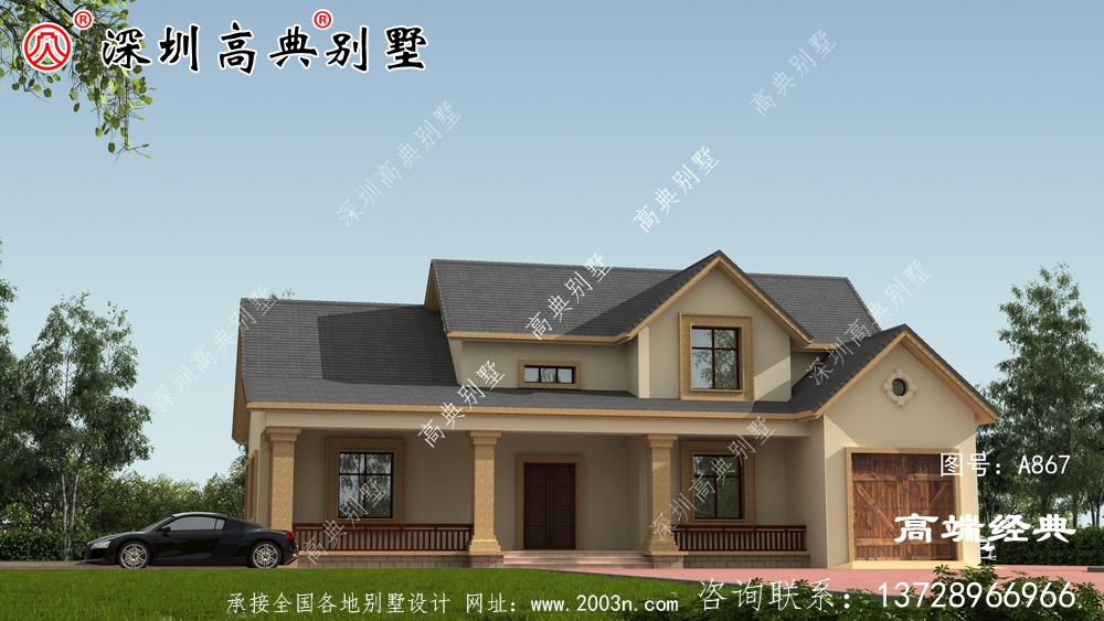 二層農(nóng)村自建別墅設(shè)計(jì)圖，整體外觀造型符合南方當(dāng)?shù)氐臍夂蛱攸c(diǎn)
