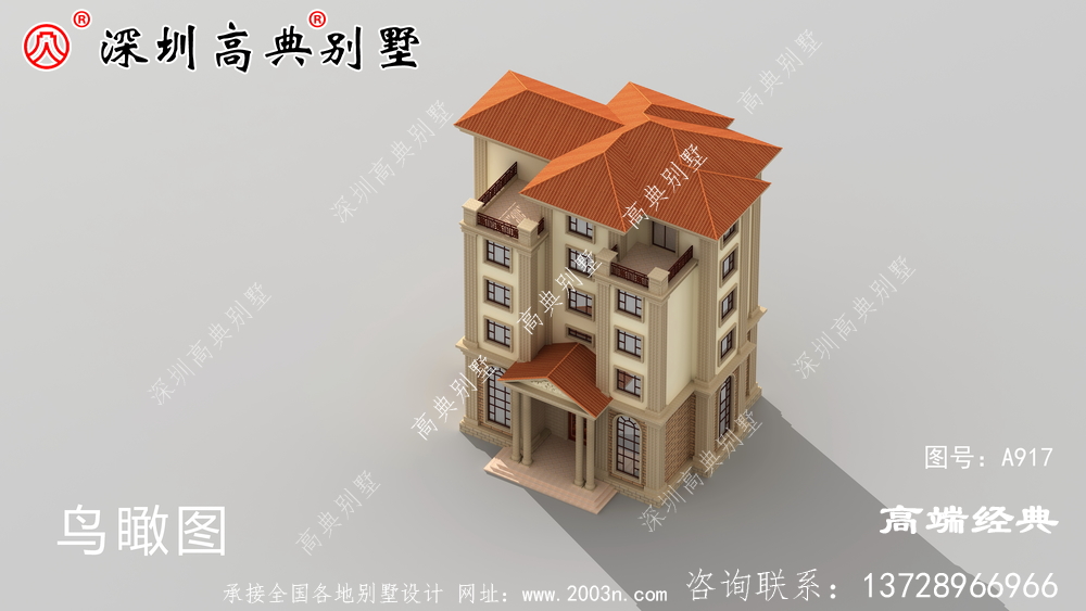 歐式六層洋樓外觀圖，外觀美觀，符合農(nóng)村住宅設(shè)計。