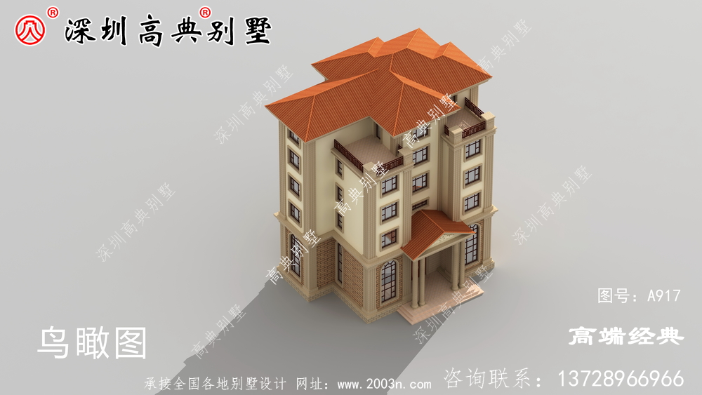 歐式六層洋樓外觀圖，外觀美觀，符合農(nóng)村住宅設(shè)計。