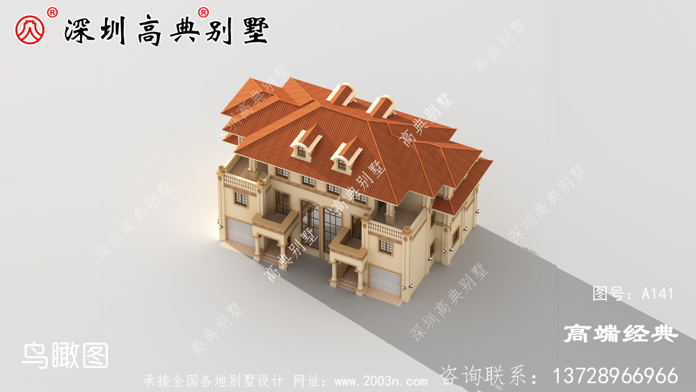 三層帶陽臺外觀圖別墅設計，時尚大方又得體
