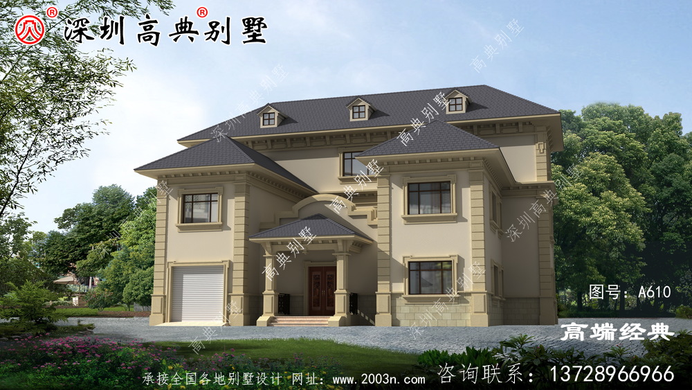鄉村建筑三層圖片,戶型簡潔美觀,適合全家居住。