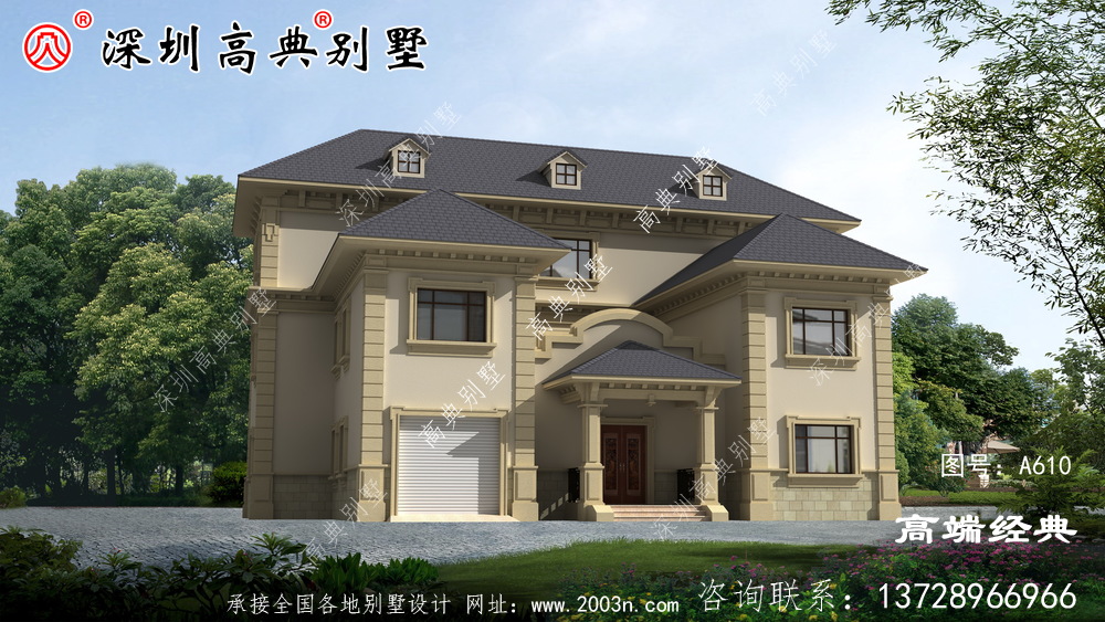 鄉村建筑三層圖片,戶型簡潔美觀,適合全家居住。