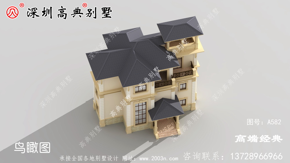 外墻采用淡黃色搭配屋頂灰色清新雅致