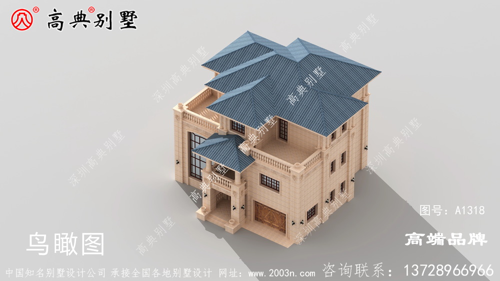 三層別墅帶落地窗和車庫，建回家讓你過上幸福生活