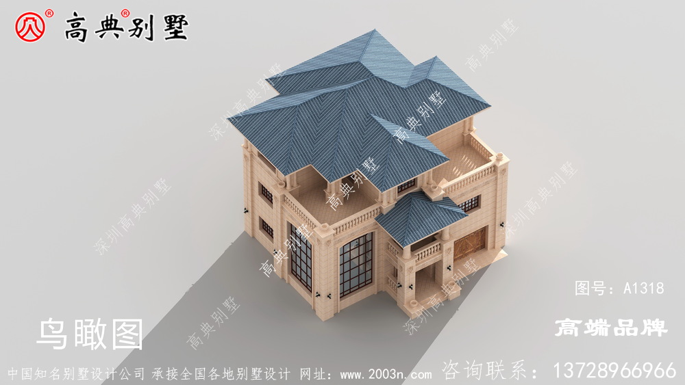 三層別墅帶落地窗和車庫，建回家讓你過上幸福生活