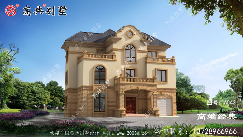 帶車庫的三層戶型外觀簡單大方非常符合現(xiàn)代人的審美標(biāo)準(zhǔn)