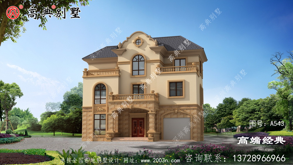帶車庫的三層戶型外觀簡單大方非常符合現(xiàn)代人的審美標(biāo)準(zhǔn)