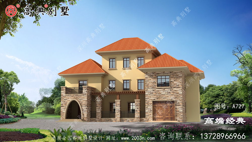 陽(yáng)臺(tái)突出使別墅更加立體凹凸有致
