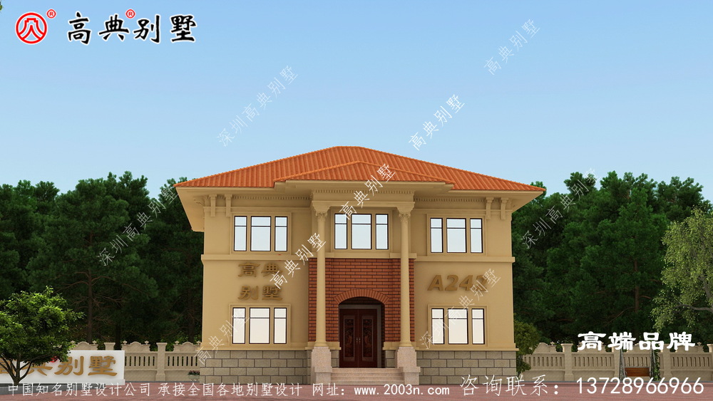 紅坡屋頂搭配暖色外墻，更具鄉(xiāng)村氛圍